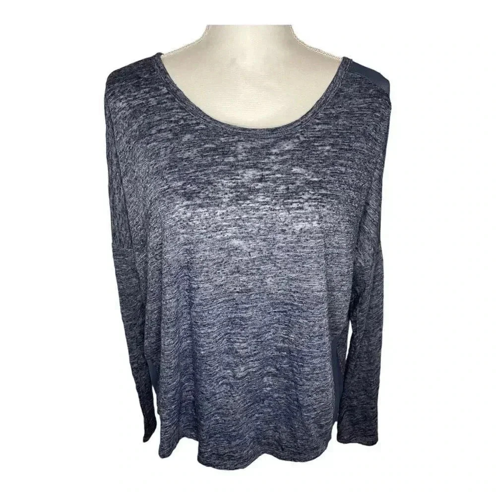 Cynthia Rowley Women’s Small Heathered Blue Mesh Sleeve Pullover Top